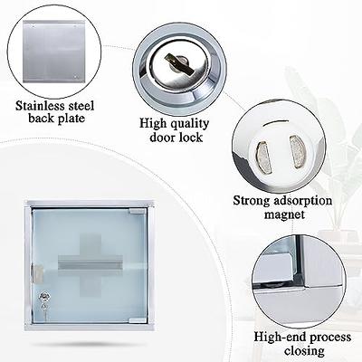  Locking Medicine Cabinet, Hanging Medicine Cabinet, Cabinet  Medicine Organizer, Wall Mounted Bathroom Storage Cabinet, First Aid Cabinet  with Safety Glass Door for Home, Bathroom, Office, Schoo : Home & Kitchen