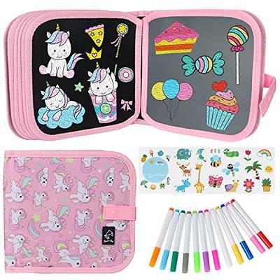 QearFun Kids Toddler Erasable Doodle Book Set with Markers & Stencils,  Reusable Coloring Drawing Pad Board, Car Road Trips Travel Essentials