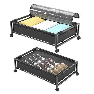 LEHOM Under Bed Storage with Wheels, Plastic Underbed Bins with Sturdy  Metal Tubes Rolling Under Bed Drawer Storage Container with Window and  Handle