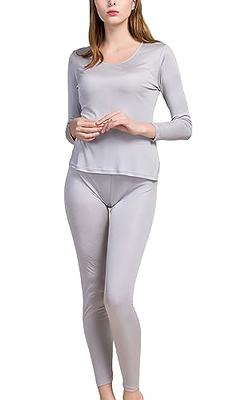 Grenasasilk Womens Silk Long Underwear Mulberry Silk Long Johns Silk  Thermal Underwear Sets Cold Weather Base Layer (M, Silver grey) - Yahoo  Shopping