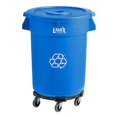 Lavex 20 Gallon Red Round Commercial Trash Can with Lid and Dolly