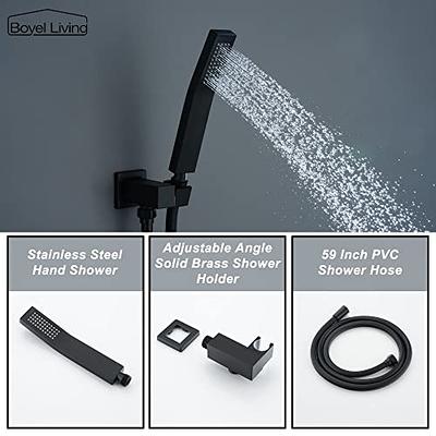 12 Matte Black Wall Mounted Rain Shower System with Rainfall Shower Head  Solid Brass