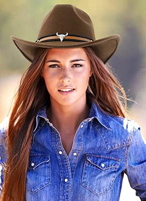 DOCILA Western Cowboy Hat Men Women Brown Cowgirl Hats Felt