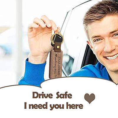 MUUJEE Drive Safe I Need You Here Keychain - Engraved Wooden Keychain Key  Chain for Car Keys Anniversary Birthday Gift Ideas