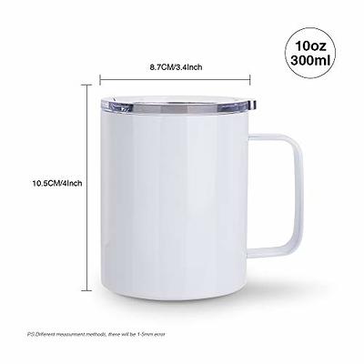 Stainless Steel Coffee Cup with Lid Dye Sublimation Blank - 10oz White