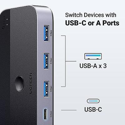 USB 3.0 Switch, Bi-Directional USB Switch 2 in 1 Out / 1 in 2 Out, YINNCEEN  USB Switcher 2 Computers Share Keyboard Mouse Scanner Printer, USB KVM