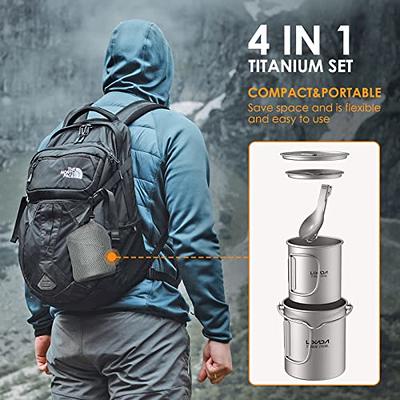 Lixada 3 Pieces Titanium 750ml Pot 420ml Water Cup Mug with Lid