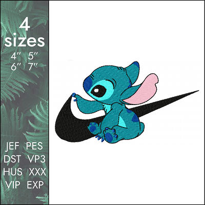 Kawaii Stitch With Hearts Machine Embroidery Design File Lilo 