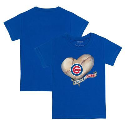 Girls Youth Tiny Turnip White Chicago Cubs Baseball Love Fringe T-Shirt Size: Small