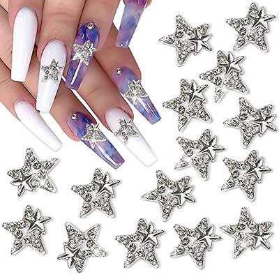 2pcs 3D Star Nail Charms - Silver Rhinestones for Acrylic Nails - Crystal  Alloy Nail Jewels - DIY Nail Decor - Art Nail Gems Charms - Nail Accessories