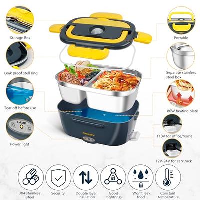 Electric Lunch Box Food Warmer, Food Heater 3 In 1 12/24/110V For Car And  Home, Lunch Heating Microwave For Truckers With Stainless Steel Container, 5