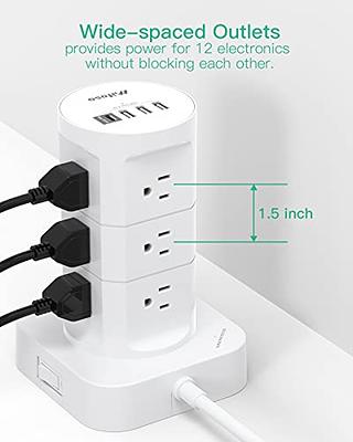 Leadchuang 1875W Power Strip Ultra-Flat Plug Extension Cord with USB C