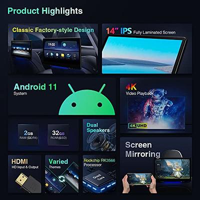 14 inch 4K Android 10.0 Portable Car TV Headrest Monitor Tablet for Back  seat, Support Phone Wireless mirroring Touch Screen,with