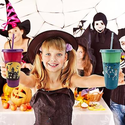 12 Pack Halloween Color Changing Cups with Lids and Straws,Plastic Tumblers  with Lids and Straws Bul…See more 12 Pack Halloween Color Changing Cups