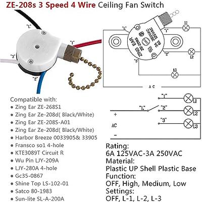 Ceiling Fan Switch 3 Sd 4 Wire Ze