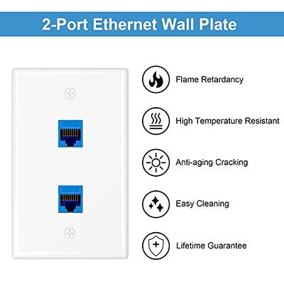 2-Pack 1 Port Ethernet Wall Plate, RJ45 Cat6 Female to Female Jack
