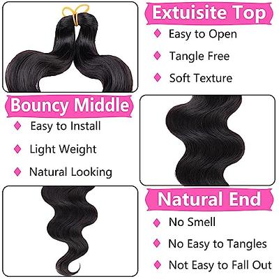 COOKOO 9 Packs Body Wave Braiding Hair 14 Inch Natural Black Pre