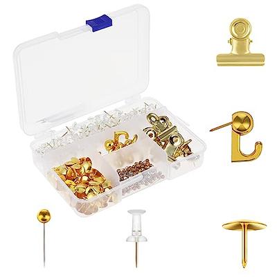 320Pcs Gold Push Pins Set 5 Styles Heavy Duty Thumb Tacks