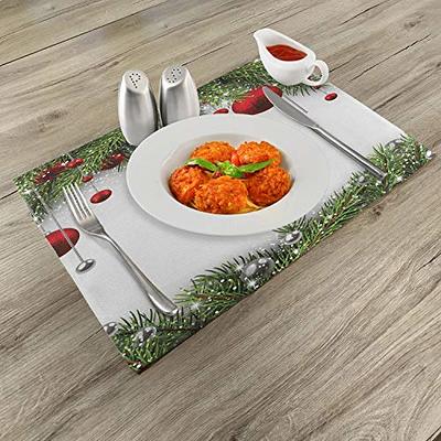 New Red Green Christmas Placemats Set Of 4 Table Mats Woven Cloth