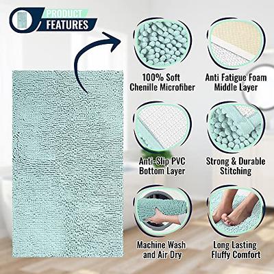 MAYSHINE Soft Plush Chenille Round Bathroom and Area Rug, Absorbent Microfiber Bath Mat, Machine Washable, Non-Slip Grip, Quick