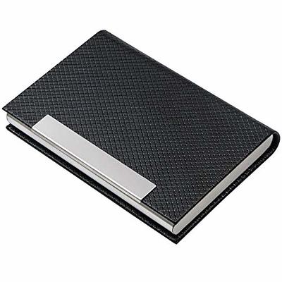 Business Card Holder, Luxury PU Leather Business Card Case Name Card Holder  & Stainless Steel Multi Card Case - Wallet Credit Card ID Case, Slim Metal  Pocket Card Holder with Magnetic Shut (