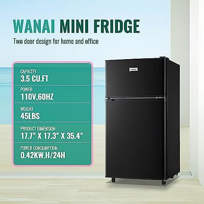 WANAI Compact Refrigerator 3.5 CU.FT Double Door Mini Fridge with
