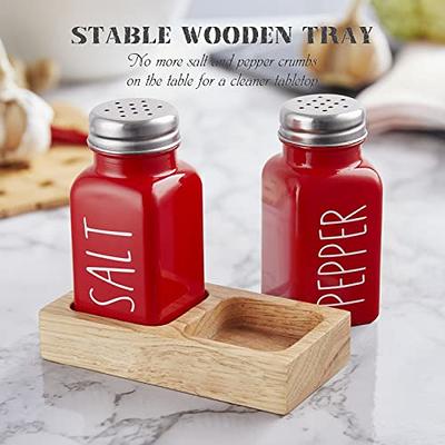Clear Glass Salt and Pepper Shakers - Farmhouse Salt Shakers Set for  Kitchen or Countertop, Transparent Pepper Shaker with Stainless Steel Lid,  2.7 oz