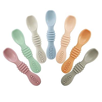 SAMiGO Silicone Baby Spoons Self Feeding 6+ Months - Infant Toddler Utensils  