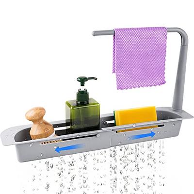 NiHome Telescopic Kitchen Over Sink Organizer with Towel Hanger