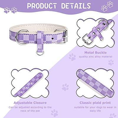 Dog Collar for Small Medium Large Dogs Pet Collars Girl Boy, PU Stamping  Leather Plaid Dogs Collar Adjustable Chihuahua Teacup Yorkie Puppy Collar