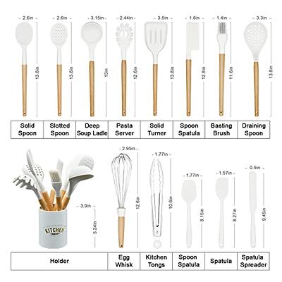 SILICONE COOKING UTENSILS Non-Stick Kitchen Utensil Tools White 14 Pcs  BESTZMWK