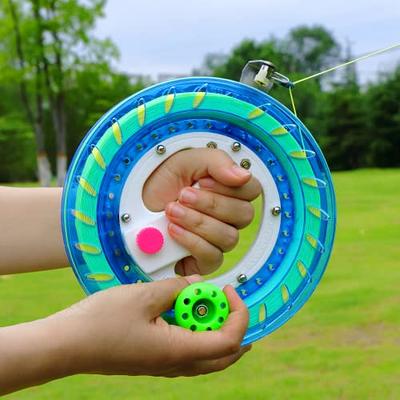  Kite Reel and Kite String with Reel, 8.7inches Dia Includes  1200ft (90LBS) High Strength Kite String, Large Handle, Safety Lock Design,  with Connector, Kite String Spool for Kids and Adults (Blue) 