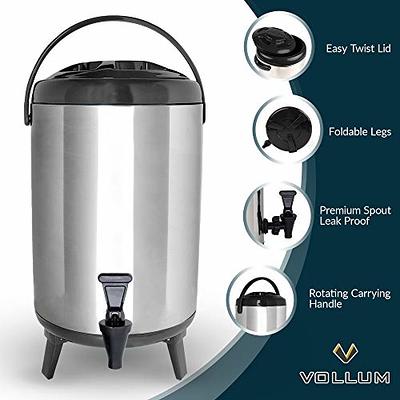 Stainless Steel Insulated Beverage Dispenser,Insulated Thermal Hot and Cold  Drink Dispenser, for Hot Chocolate Coffee Milk Water Juice (10L, Black)