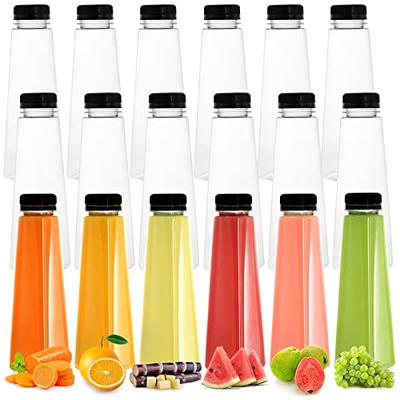 Tanlade 100 Pcs Plastic Juice Bottles with Caps Refrigerator Drink