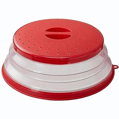 Microwave Splatter Cover Vented Glass Cover Splatter Guard Lid with Collapsible Silicone for Food As Pot Cover 11.8 inch Large Plate Cover for 6 7 8 9