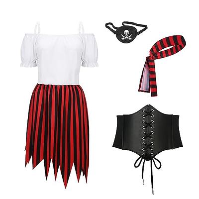 Panitay Women Pirate Costume Renaissance Peasant Top Corset Belt Pirate Skirt Medieval Halloween Outfit
