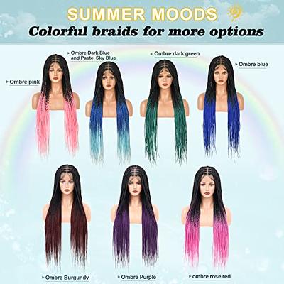 Fecihor 36 Box Braided Wigs Lace Front Knotless Box Braids Lace