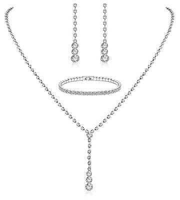 Unicra Silver Bride Wedding Jewelry Sets Crystal Bridal Necklace Earrings  Set Rhinestone Costume Jewelry Set Prom Choker Necklace for Women and Girls  - Yahoo Shopping