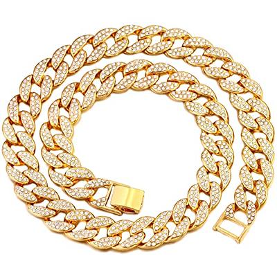  Gold Chain Dog Collar, Dog Chain Collars for Medium Large Dogs,  19mm Thick Gold Dog Collar Stainless Steel Metal Dog Chain with Buckle, 18K  Cuban Link Dog Collar Druable Chew