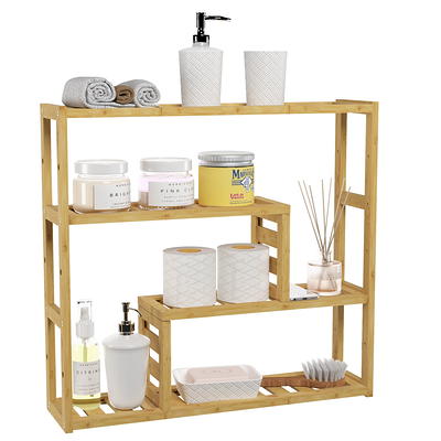 DECOMIL - 4 Tier Standing Bamboo Shelf | Freestanding Bathroom Shelf | Multifunctional Storage Rack