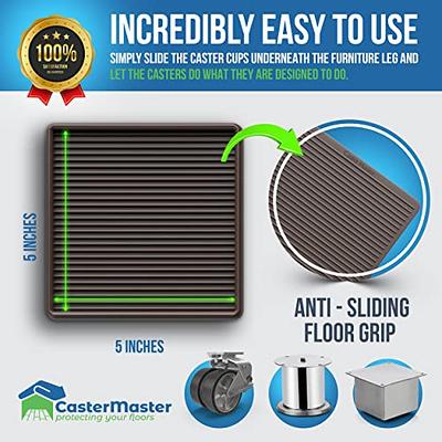  CasterMaster Non Slip Furniture Pads- 2x2 Square Rubber Anti  Skid Caster Cups, Leg Coasters- Couch, Chair, Feet, and Bed Stoppers-  Anti-Sliding Floor Protectors for Furniture (Set of 4) Brown : Tools