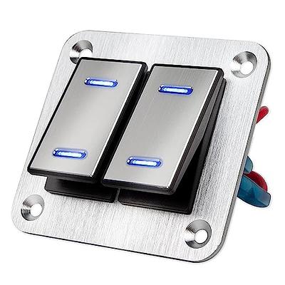 2 Gang Mini Rocker Toggle Switch Panel for Car RV Truck 12V Blue LED Light  New