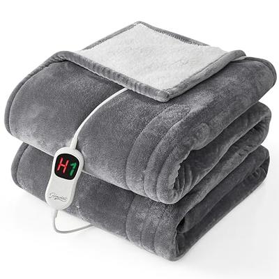 EHEYCIGA Heated Blanket Electric Blanket Throw - Heating Blanket with 6  Heating Levels & 10 Hours Auto Off, Soft Cozy Sherpa Washable Blanket with