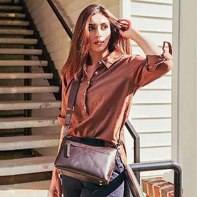  Crossbody Bag for Women Genuine Leather Wide Strap