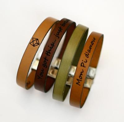 Women's Leather Bracelet with Names