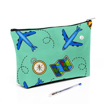 Kids Airplane & Travel Zipper Pouch, Small Zip Bag, School Or