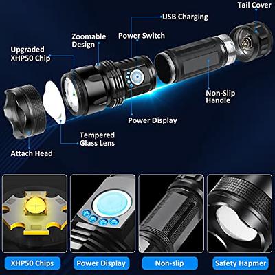 AXRUNZE Rechargeable Flashlights High Lumens, 100000 Lumen Super