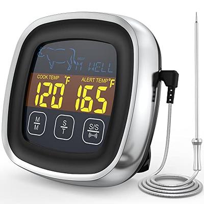 Meat Thermometers for Smokers, Instant Read Digital Meat Thermometer with  Waterproof Probe, Backlight, Touchscreen, Kitchen Timer, Digital Food