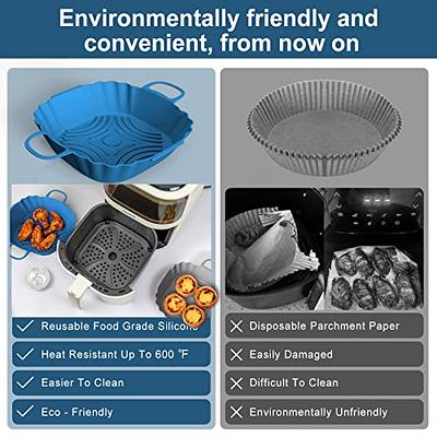 2pcs Air Fryer Silicone Liner, [UPGRADED] Food Safe 7.5 Inch Reusable Air  Fryer Lines, Silicone Basket Heat Resistant Easy Clean BPA Free for 3-5QT