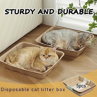 BNOSDM 2 Pack Senior Cat Litter Box Low Entry Kittens Travel Litter Box  with Scoop Open Collapsible Shallow Cats Potty Pan Foldable Pet Toilet for